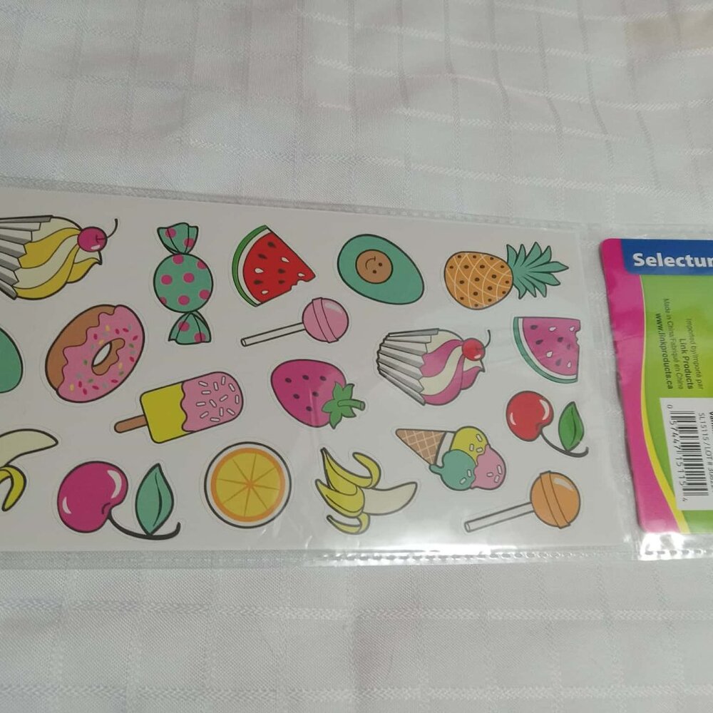 Set of 5 pages of vintage scented stickers in their original plastic packaging